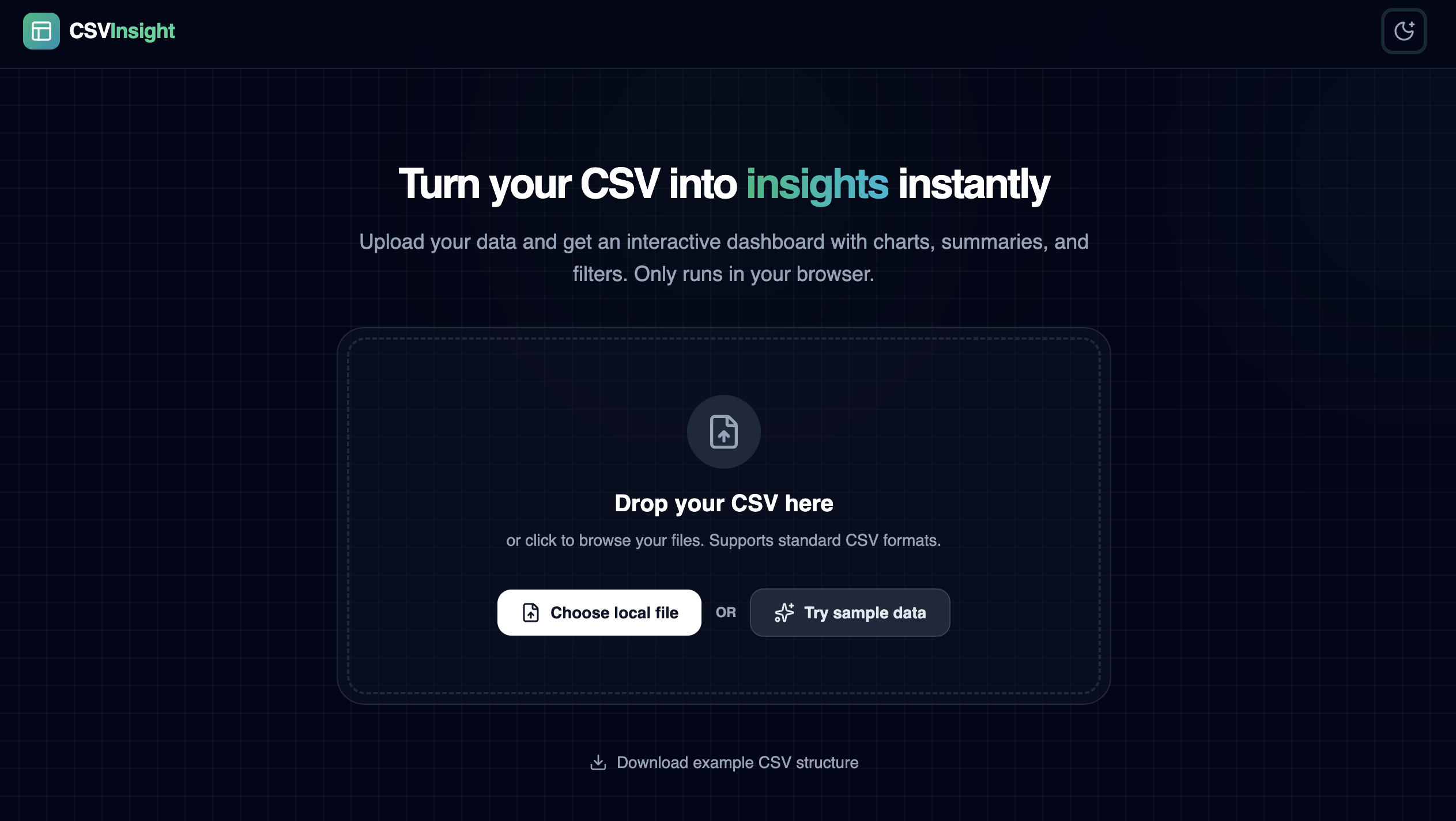 CSV Insight Dashboard - Client-Side CSV Analytics